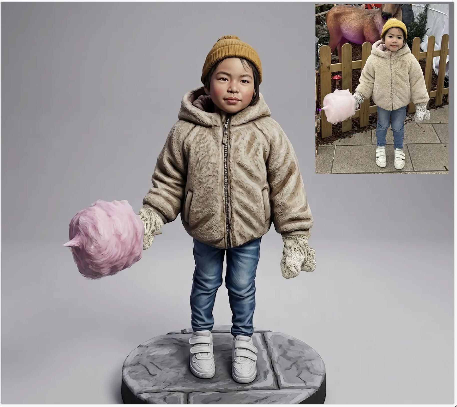 Statuetta di una bambina realizzata dalla sua foto